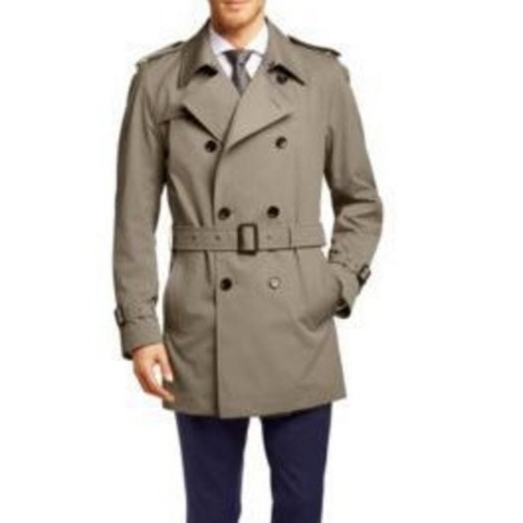 $1040 Hugo Boss Water Repellent Olive Trench Coat
